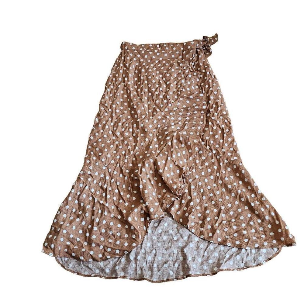Polka Dot Maxi Skirt in Brown